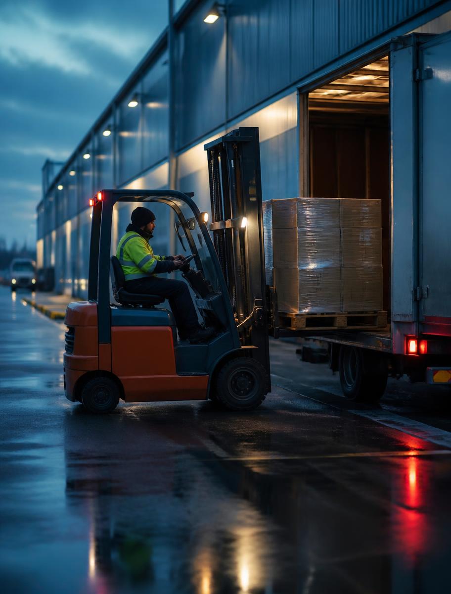 Doca de carregamento com movimentação de mercadorias