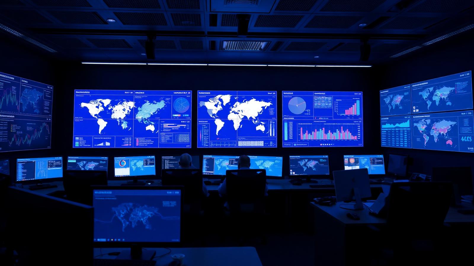 Centro de operações multicliente com painéis de monitoramento